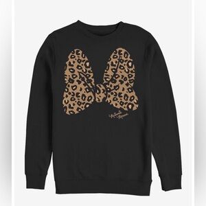 Minnie Mouse Black Sweatshirt with Leopard Bow Design perfect for disney lovers
